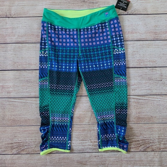 Fila Sport Multicolor Geometric Print Athletic Capris - Picture 1 of 15